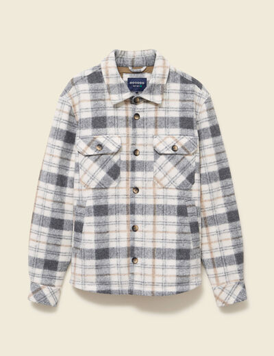 Surchemise oversize courte doubl&eacute;e gris homme