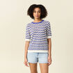 Pull manches courtes bleu electrique femme