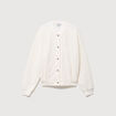 Veste droite manches longues tweed ecru femme