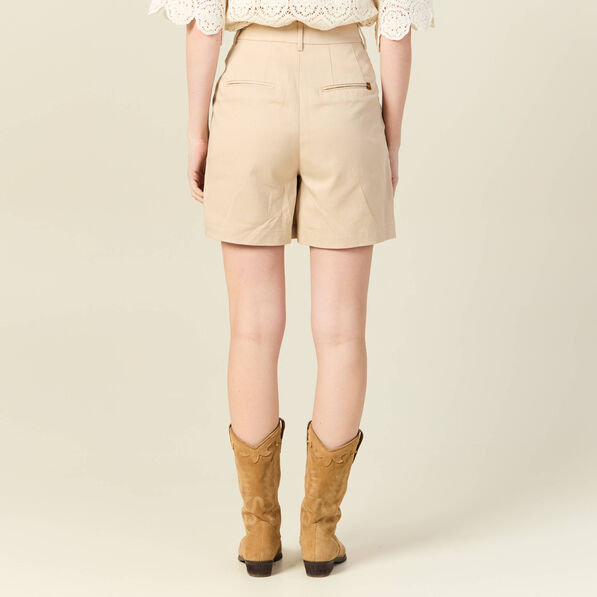 Bermuda droit taille haute beige femme