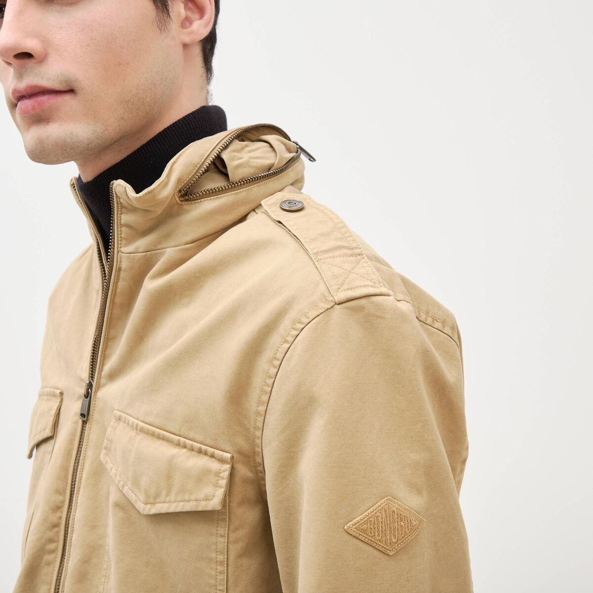 Veste col montant manches longues beige homme