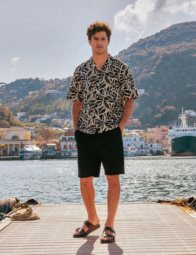 Chemise manches courtes noir homme