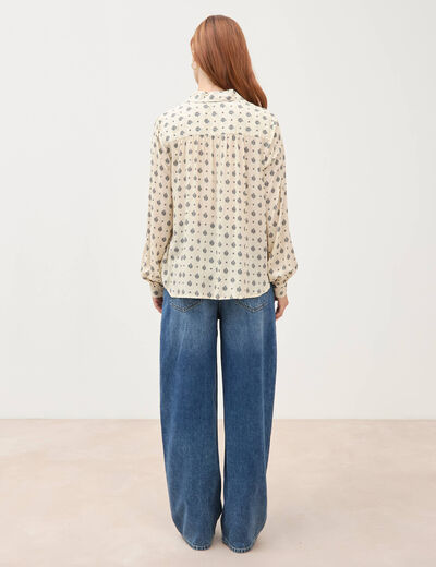 Blouse manches longues ecru femme