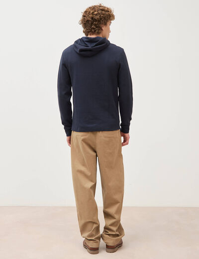 T-shirt &agrave; capuche bleu marine homme