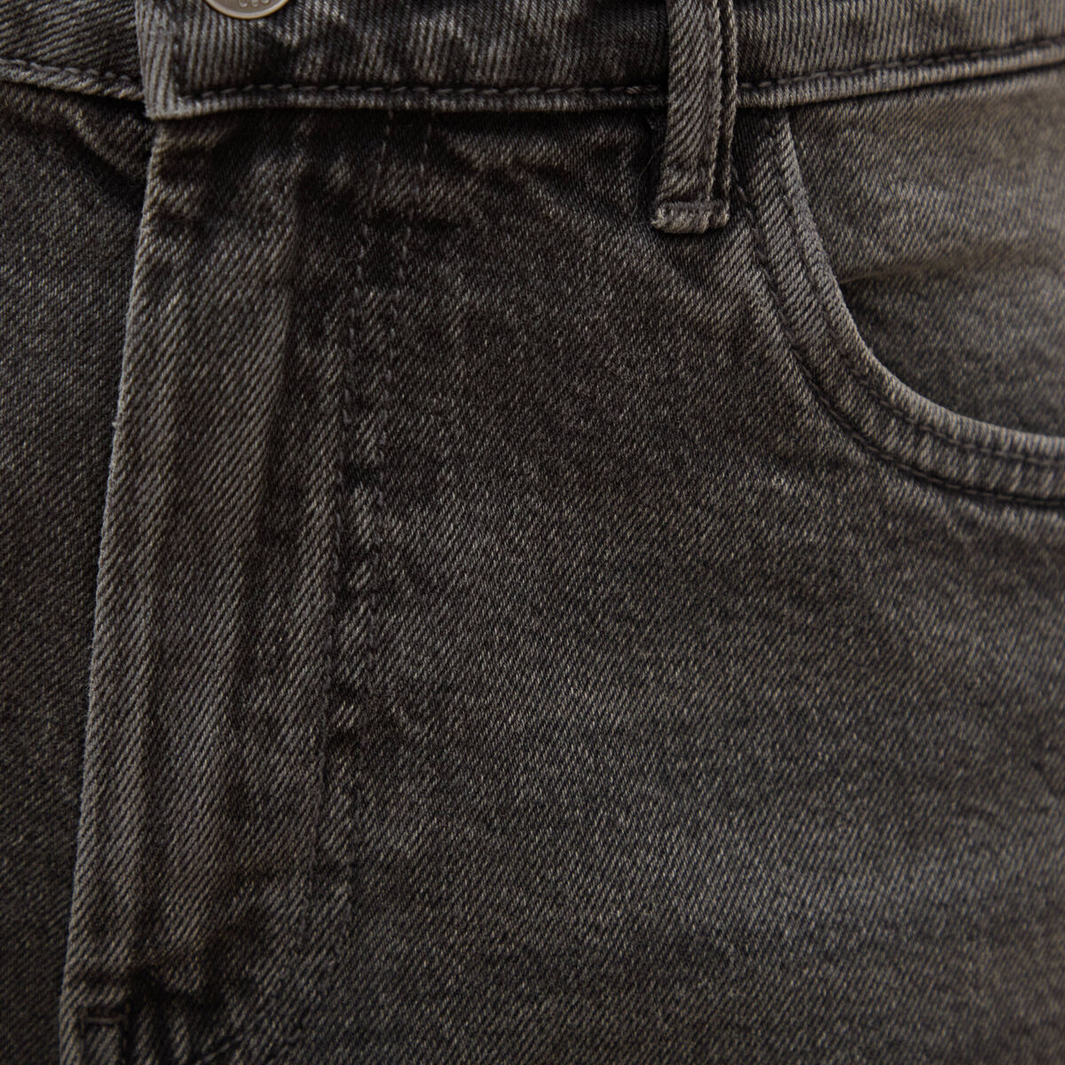 Short mom taille haute en jean denim gris femme