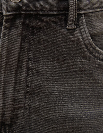 Short mom taille haute en jean denim gris femme