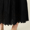 Jupe longue évasée brodée noir femme