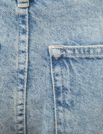 Jeans barrel taille haute 7/8&egrave;me denim bleach femme