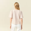 Blouse manches courtes nouée marron clair femme