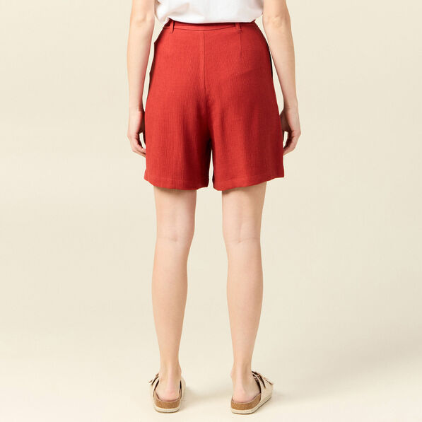 Short large taille haute rouge foncé femme