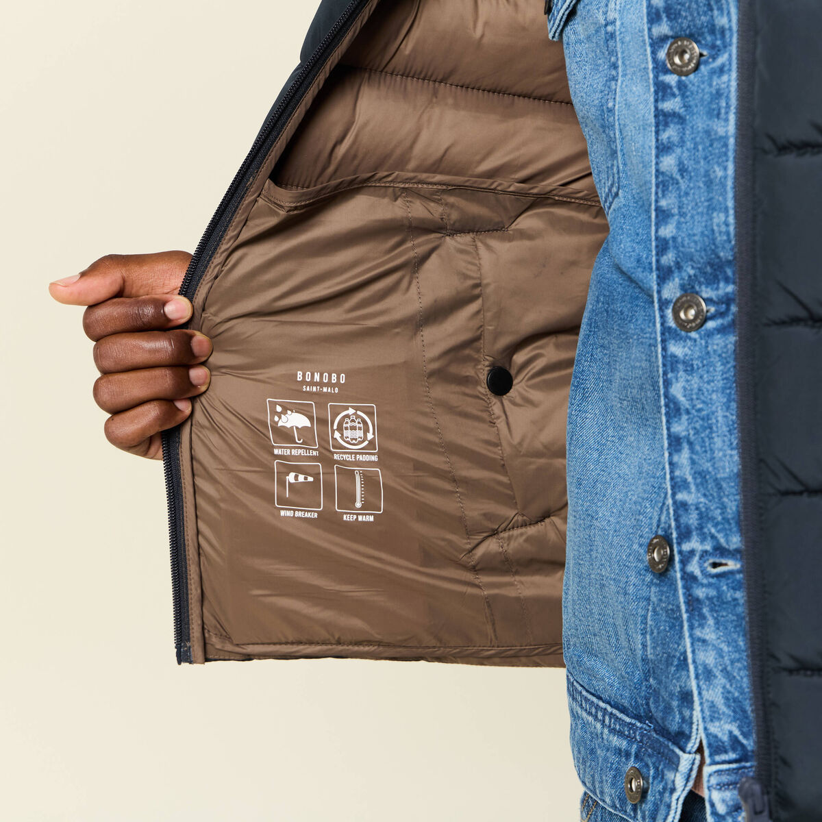 Doudoune courte sans manches bleu marine homme
