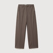 Pantalon droit taille haute taupe femme