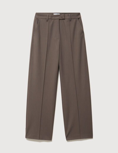 Pantalon droit taille haute taupe femme
