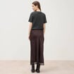 Jupe droite longue satin&eacute;e marron fonc&eacute; femme