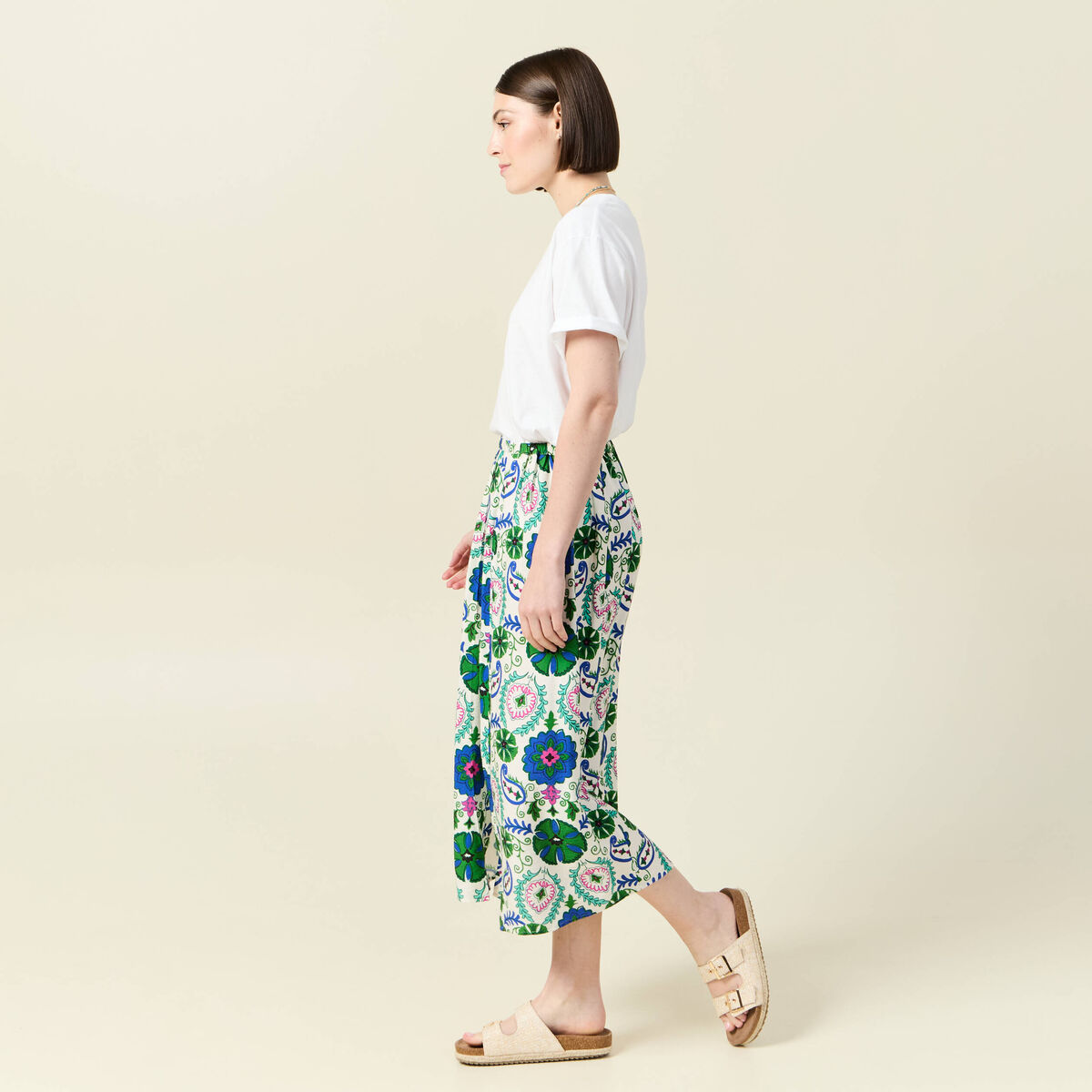 Jupe longue fluide blanc femme