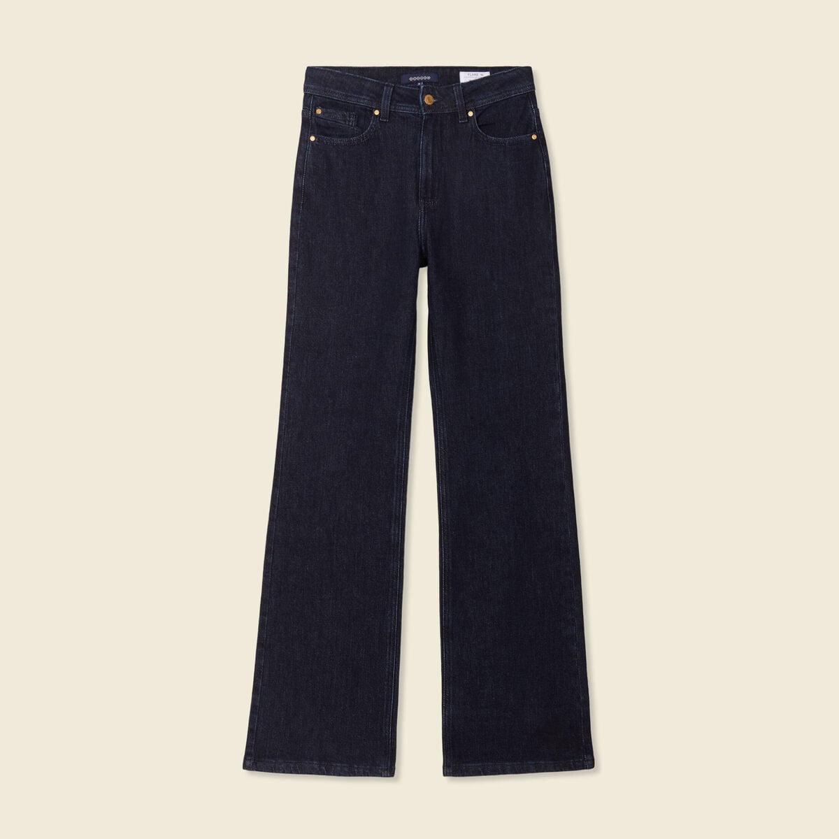 Jeans flare taille haute denim brut femme