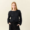 Pull manches longues bleu marine femme