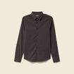 Chemise cintr&eacute;e en coton manches longues gris fonc&eacute; homme