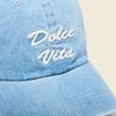 Casquette brodée en jean denim bleach femme