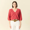 Gilet manches 3/4 rose framboise femme