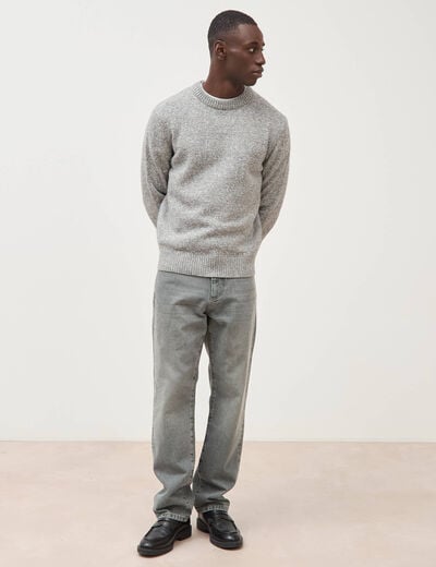 Pull droit tweed manches longues gris homme