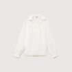 Chemise droite col rond manches longues ecru femme
