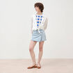 Jupe-short taille haute en jeans denim snow bleu femme