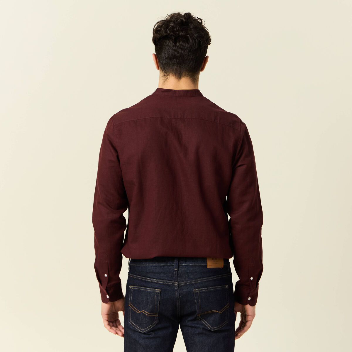 Chemise manches longues bordeaux homme