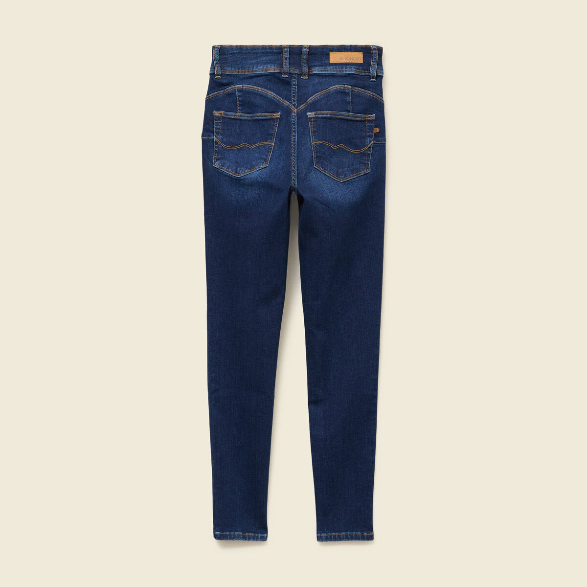Jeans skinny 7/8&egrave;me taille haute denim brut femme