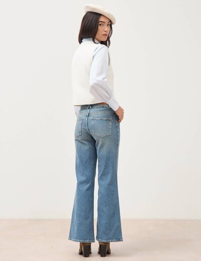 Jeans bootcut taille haute denim used femme
