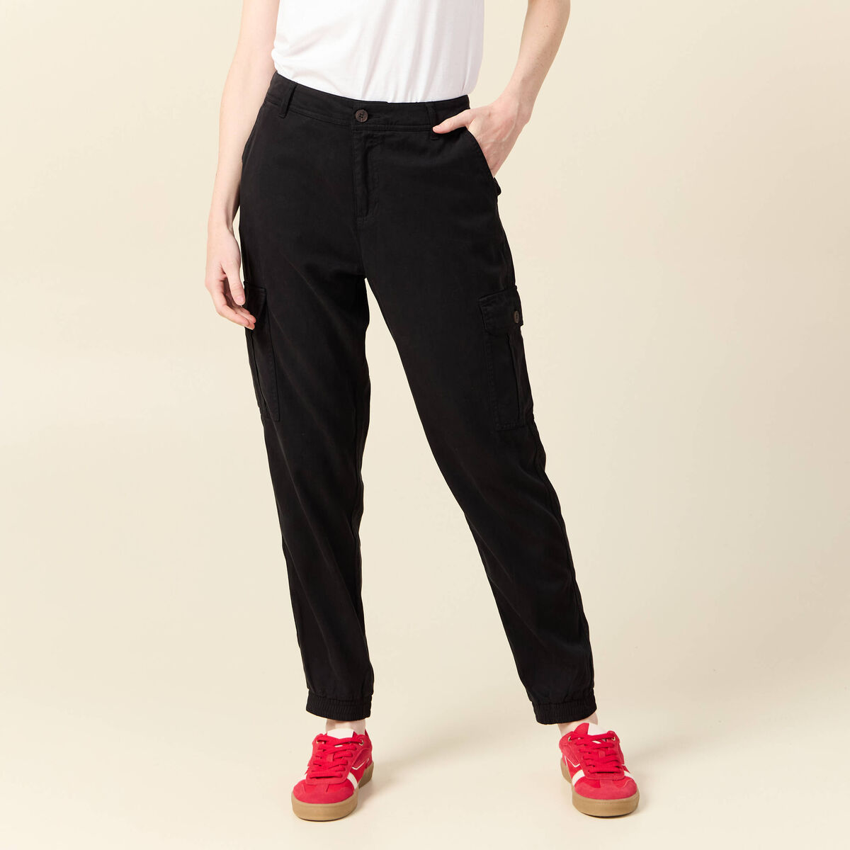 Pantalon battle 7/8&egrave;me taille standard noir femme