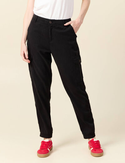 Pantalon battle 7/8&egrave;me taille standard noir femme