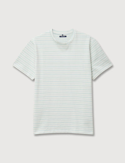 T-shirt ray&eacute; col rond manches courtes bleu gris homme