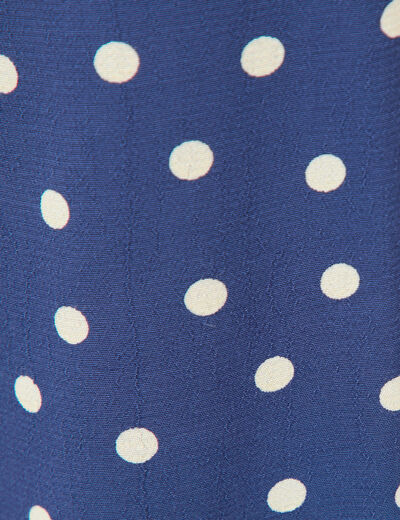 Pantalon large taille haute bleu marine femme
