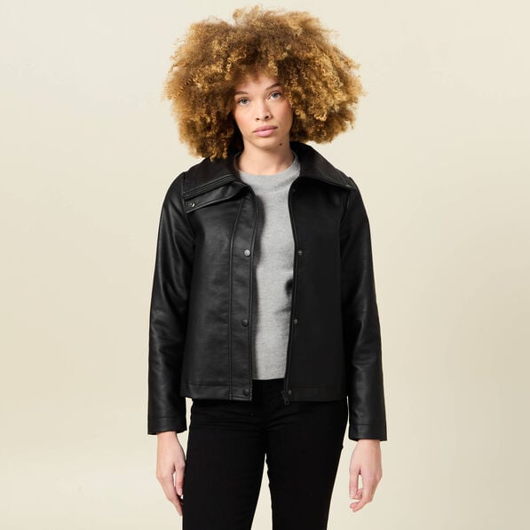 blouson biker simili cuir noir femme Blouson biker simili cuir noir femme