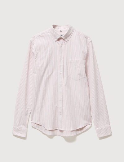 Chemise manches longues col am&eacute;ricain rose poudr&eacute;e homme
