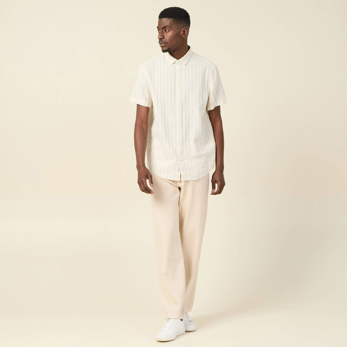 Chemise manches courtes ecru homme
