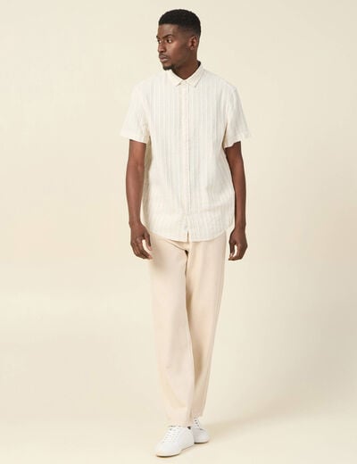 Chemise manches courtes ecru homme