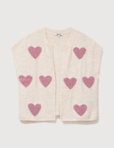 Gilet droit sans manches col rond creme femme