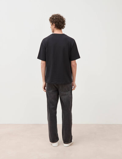 T-shirt ample col rond manches courtes noir homme