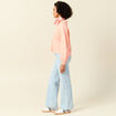 Sweat manches longues col polo rose saumon femme