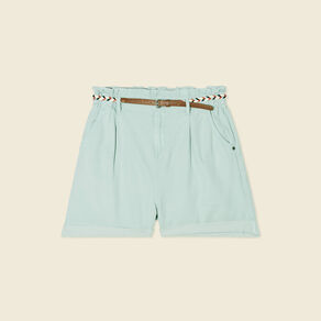 Short paperbag ceinturé vert pastel femme