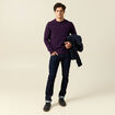 Pull manches longues col rond violet fonc&eacute; homme