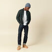 Chemise manches longues en coton bleu marine homme