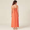 Robe longue droite satin orange foncé femme