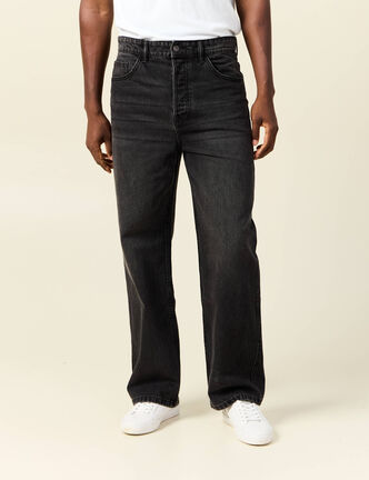 Jeans loose 5 poches denim noir homme
