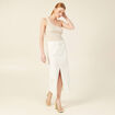 Jupe midi fourreau denim blanc femme