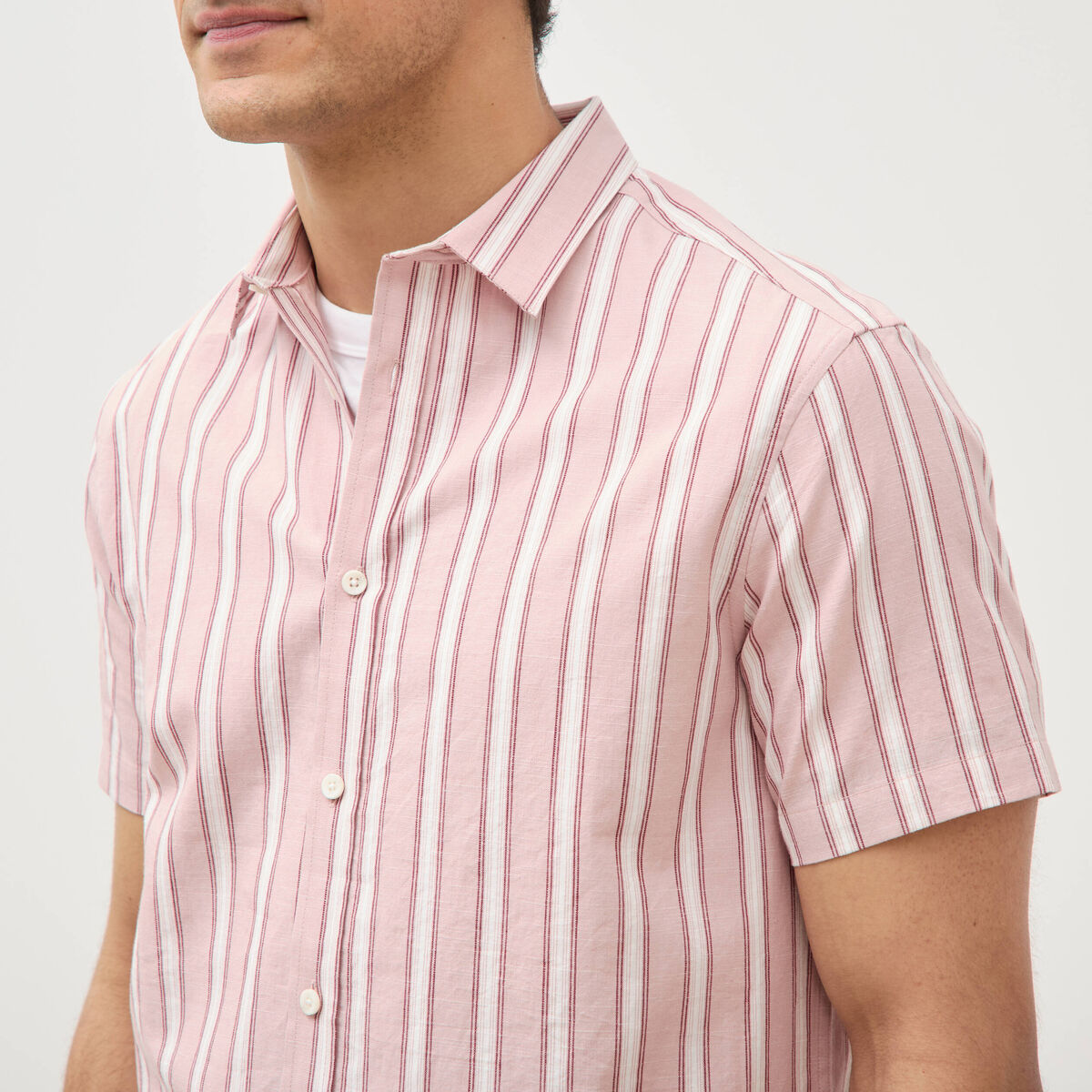 Chemise manches courtes rose pastel homme