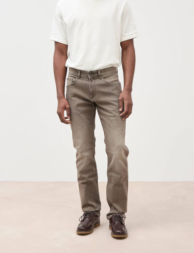 Jeans straight longueur 34 denim marron homme