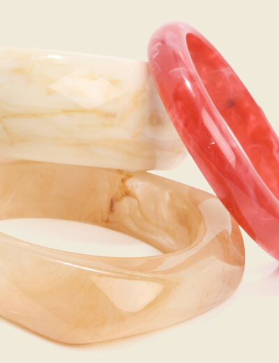 Lot de 3 bracelets larges creme femme